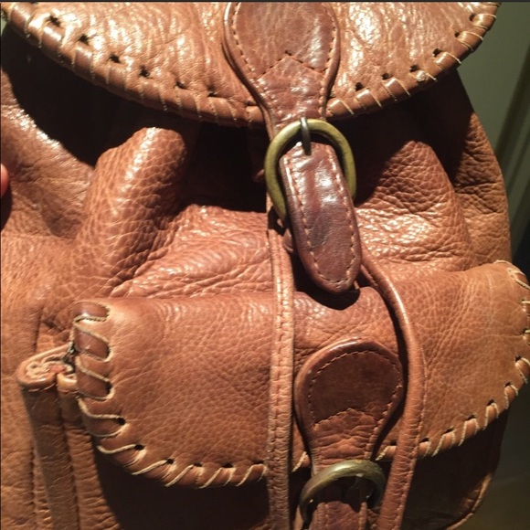 Vintage Leather tan brown mini backpack - Picture 3 of 8